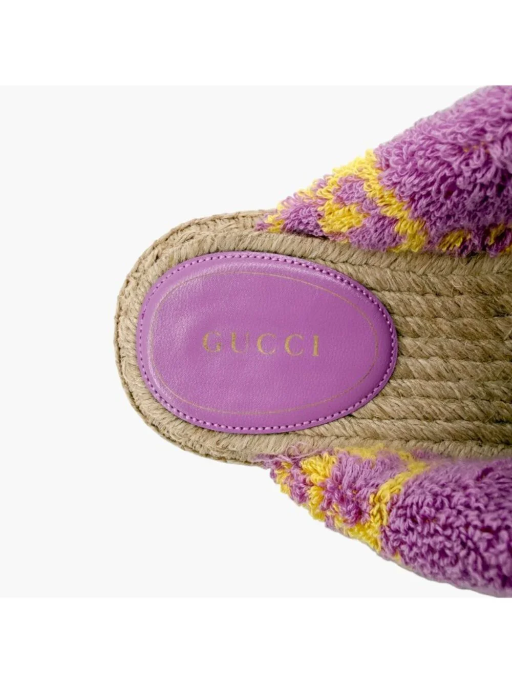 Gucci GG Terry Cloth Platform Espadrille Slide Sandals Purple Size 38.5 US 8.5